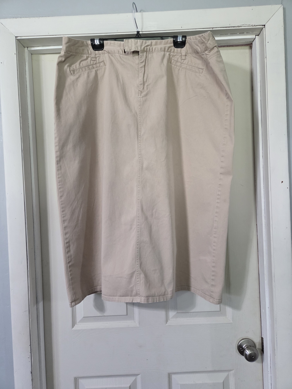 Cato Classic Khaki Midi Skirt with Back Slit